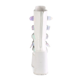 Demonia SWING-230 White Vegan Platform Buckle Boots