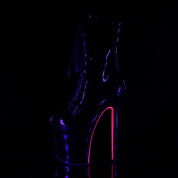 Pleaser XTREME-1020TT Black Patent Neon Pink Ankle Boots