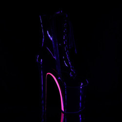 Pleaser XTREME-1020TT Black Patent Neon Pink Ankle Boots