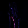 Pleaser XTREME-1020TT Black Patent Neon Pink Ankle Boots