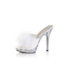 Fabulicious LIP-101-8 White Satin Transparent Mules
