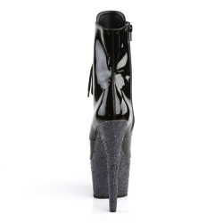 Pleaser ADORE-1020LG Black Patent Glitter Ankle Boots