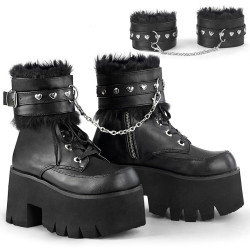 Demonia ASHES-57 Black Vegan Platform Women Boots