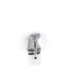 Fabulicious LIP-101-8 White Satin Transparent Mules