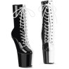 Pleaser CRAZE-1040TT Black White Patent Ankle Boots