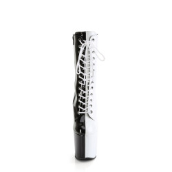 Pleaser CRAZE-1040TT Black White Patent Ankle Boots