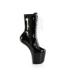 Pleaser CRAZE-1040TT Black White Patent Ankle Boots
