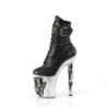 Pleaser RAPTURE-1020STR-02 Black Vegan Leather Silver