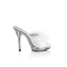 Fabulicious LIP-101-8 White Satin Transparent Mules