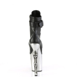Pleaser RAPTURE-1020STR-LT Black Vegan Leather Silver