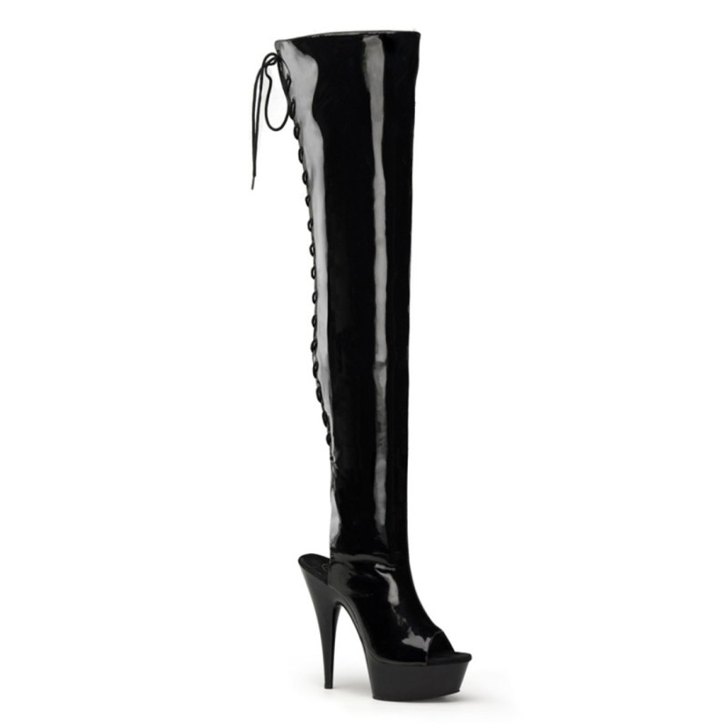 Pleaser DELIGHT-3017 Patent Laced Thigh High Boots Pleaser DELIGHT-3017 Patent Laced Thigh High Boots