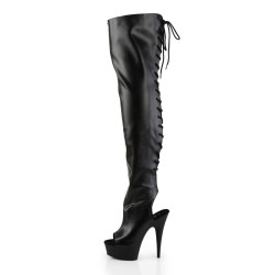 Pleaser DELIGHT-3017 Vegan Laced Thigh High Boots
