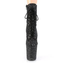 Pleaser FLAMINGO-1020GWR Black Glitter Ankle Boots