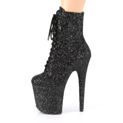 Pleaser FLAMINGO-1020GWR Black Glitter Ankle Boots