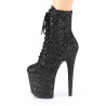 Pleaser FLAMINGO-1020GWR Black Glitter Ankle Boots