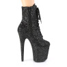 Pleaser FLAMINGO-1020GWR Black Glitter Ankle Boots
