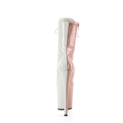 Pleaser FLAMINGO-1040TT Blush White Patent Ankle Boots