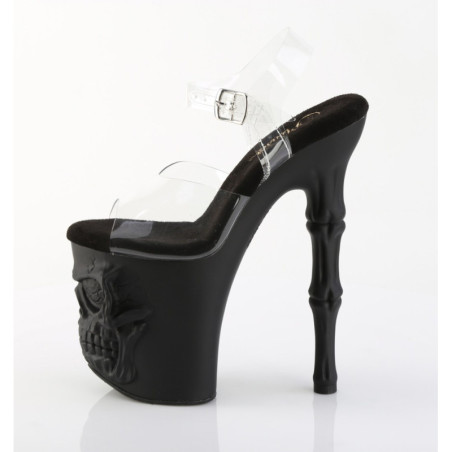 Pleaser FLAMINGO-1040TT Black White Patent Ankle Boots