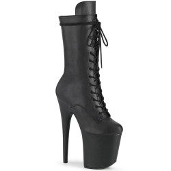 Pleaser FLAMINGO-1050WR Black Vegan Leather Ankle Boots