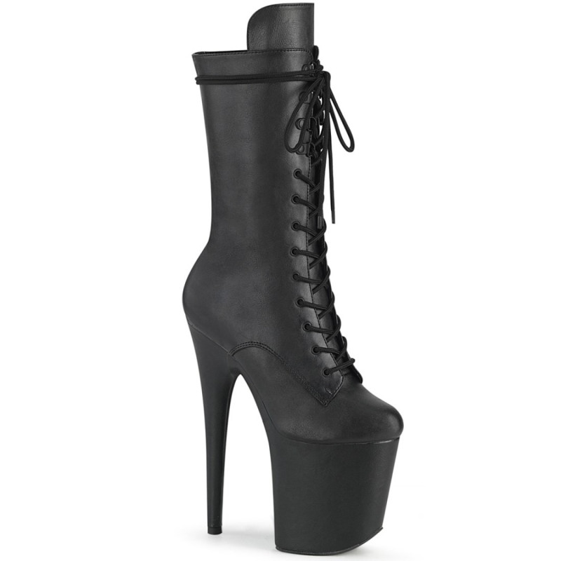 Pleaser FLAMINGO-1050WR Black Vegan Leather Ankle Boots Pleaser FLAMINGO-1050WR Black Vegan Leather Ankle Boots