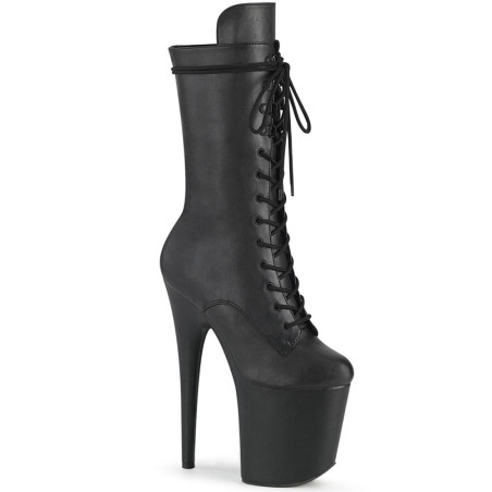 Pleaser FLAMINGO-1050WR Black Vegan Leather Ankle Boots