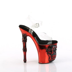 Pleaser RAPTURE-808-LT Red Pole Shoes Bone High Heels