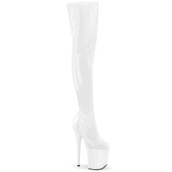 Pleaser FLAMINGO-3000 White Extreme Heeled Thigh Boots