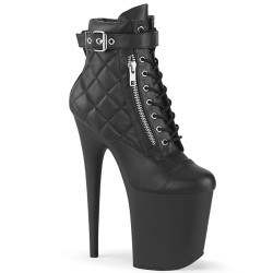 Pleaser FLAMINGO-800-05 Black Vegan Leather Ankle Boots