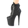 Pleaser FLAMINGO-800-05 Black Vegan Leather Ankle Boots