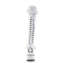 Demonia KERA-303 White Patent Platform Thigh High Boots