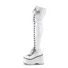 Demonia KERA-303 White Patent Platform Thigh High Boots