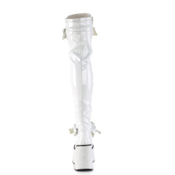 Demonia KERA-303 White Patent Platform Thigh High Boots