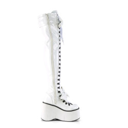 Demonia KERA-303 White Patent Platform Thigh High Boots