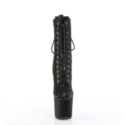 Pleaser RAZZLE-1040WR Black Reptile Print Ankle Boots