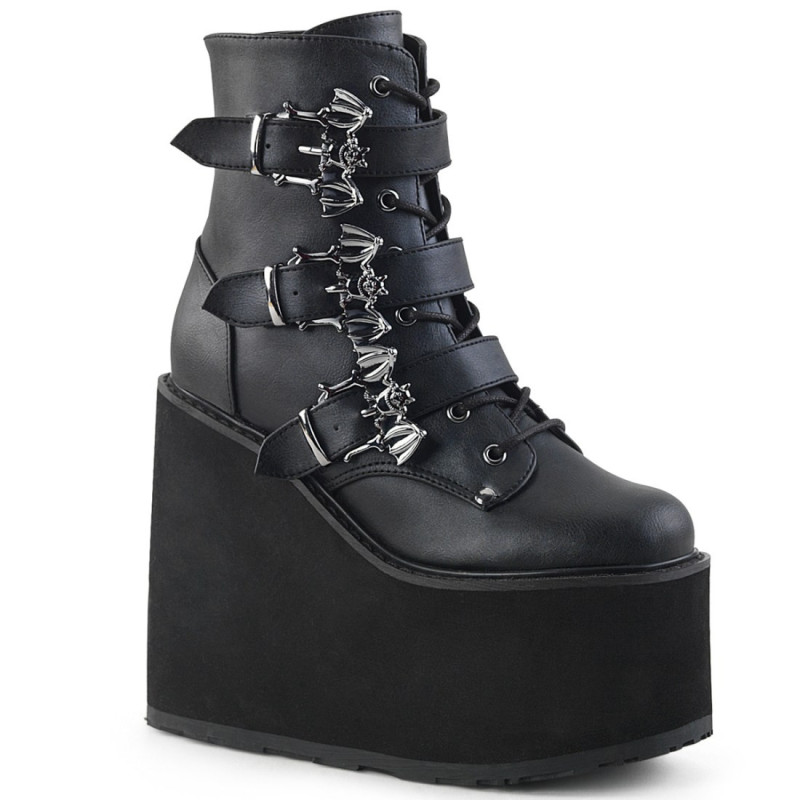 Demonia SWING-103 Black Vegan Platform Buckle Boots Demonia SWING-103 Black Vegan Platform Buckle Boots