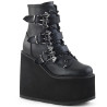 Demonia SWING-103 Black Vegan Platform Buckle Boots