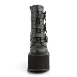 Demonia SWING-103 Black Vegan Platform Buckle Boots