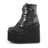 Demonia SWING-103 Black Vegan Platform Buckle Boots