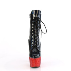 Pleaser BEJEWELED-1020-7 Black Hologram Patent Red Stra