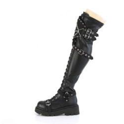 Demonia RENEGADE-320 Black Vegan Thigh High Platform Boots