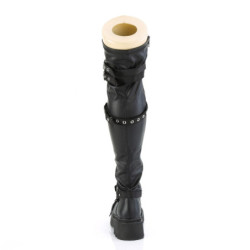 Demonia RENEGADE-320 Black Vegan Thigh High Platform Boots