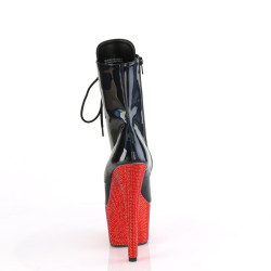 Pleaser BEJEWELED-1020-7 Black Hologram Patent Red Stra