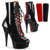 Pleaser DELIGHT-1020FH Black Patent Heeled Ankle Boots