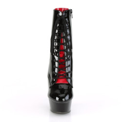Pleaser DELIGHT-1020FH Black Patent Heeled Ankle Boots