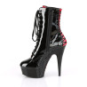 Pleaser DELIGHT-1020FH Black Patent Heeled Ankle Boots