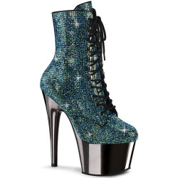 Pleaser ADORE-1020CHRS Turquoise Strass Pewter Chrome