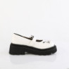 Demonia RENEGADE-56 White Vegan Maryjane Platform Shoes