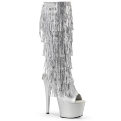 Pleaser ADORE-2024RSF Silver Platform Fringe Boots