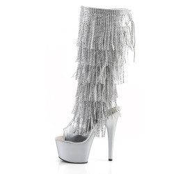 Pleaser ADORE-2024RSF Silver Platform Fringe Boots