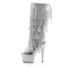 Pleaser ADORE-2024RSF Silver Platform Fringe Boots